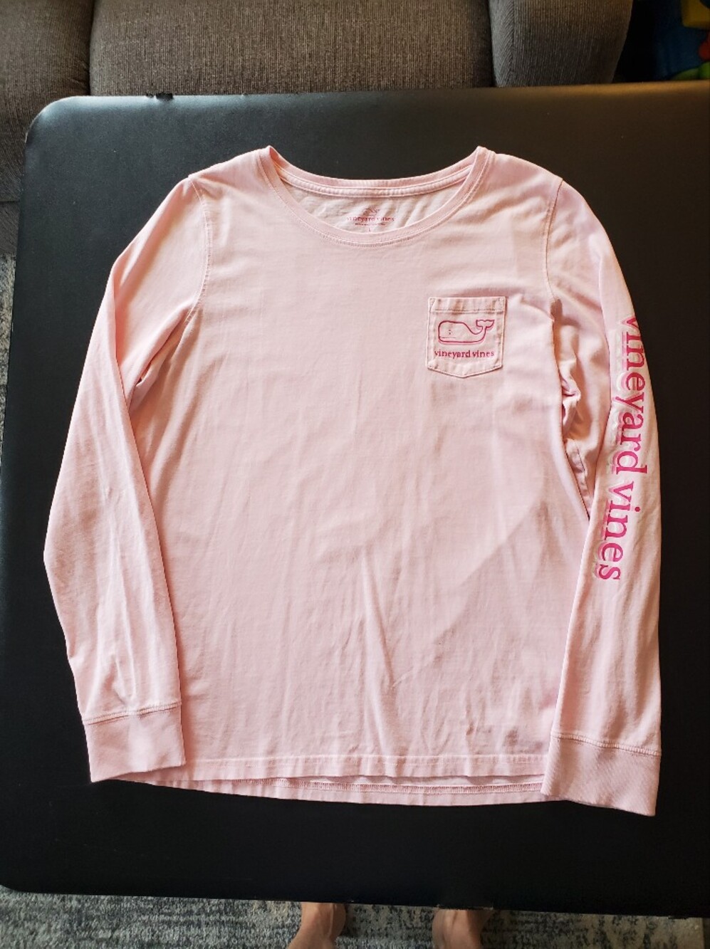 Vineyard Vines Light Pink Long Sleeve Pocket Tee with Sleeve Logo Women's Large